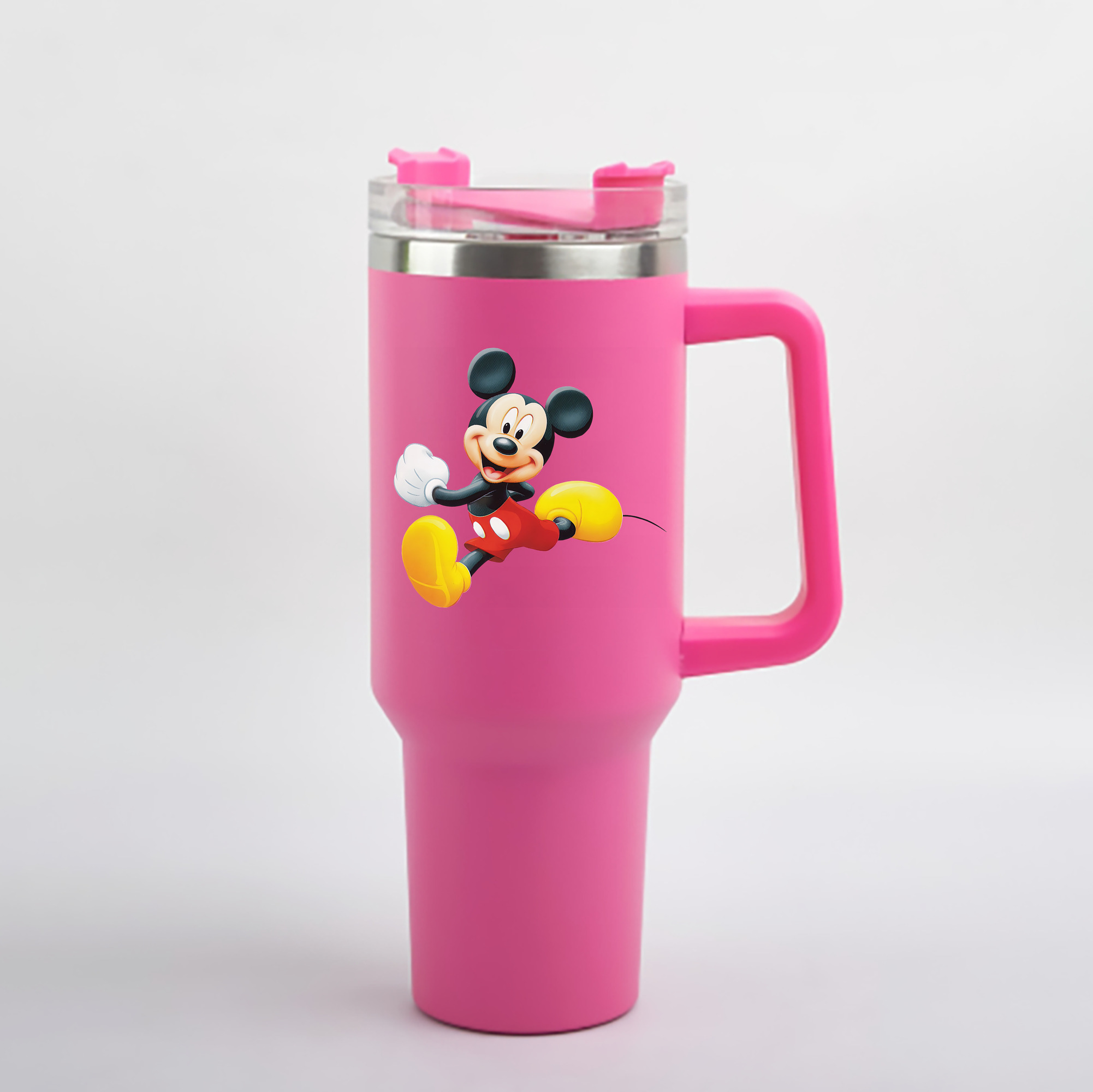 （画像用） ミッキーマウス Mickey Mouse 1200mL車用タンブラー - クリスタルステッカー（プラスチックストロー付き）